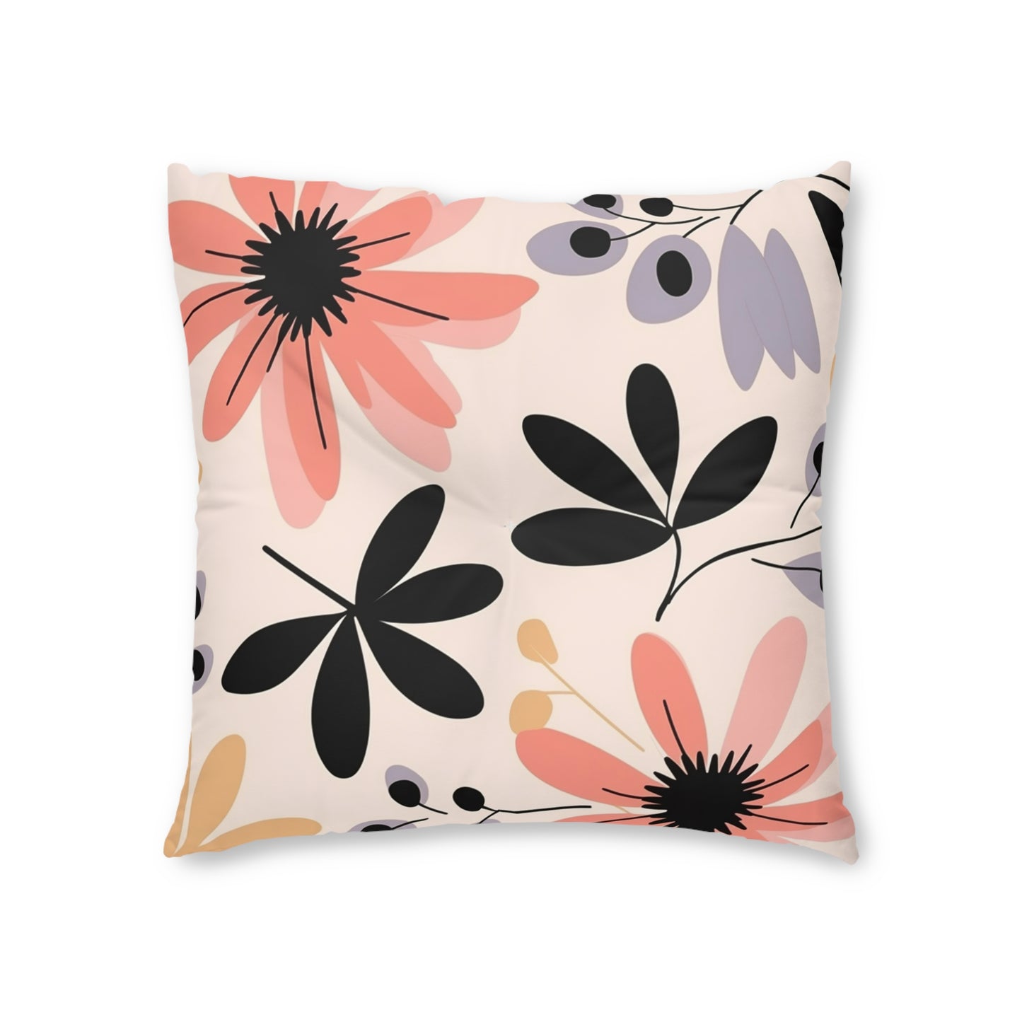 Boho Floral Tufted Floor Pillow