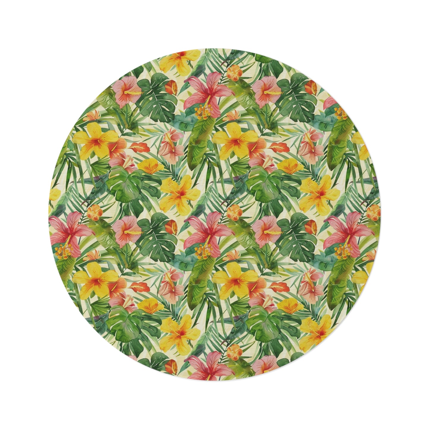 Tropical Floral Round Rug