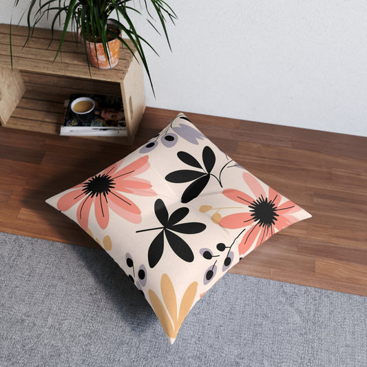 Boho Floral Tufted Floor Pillow