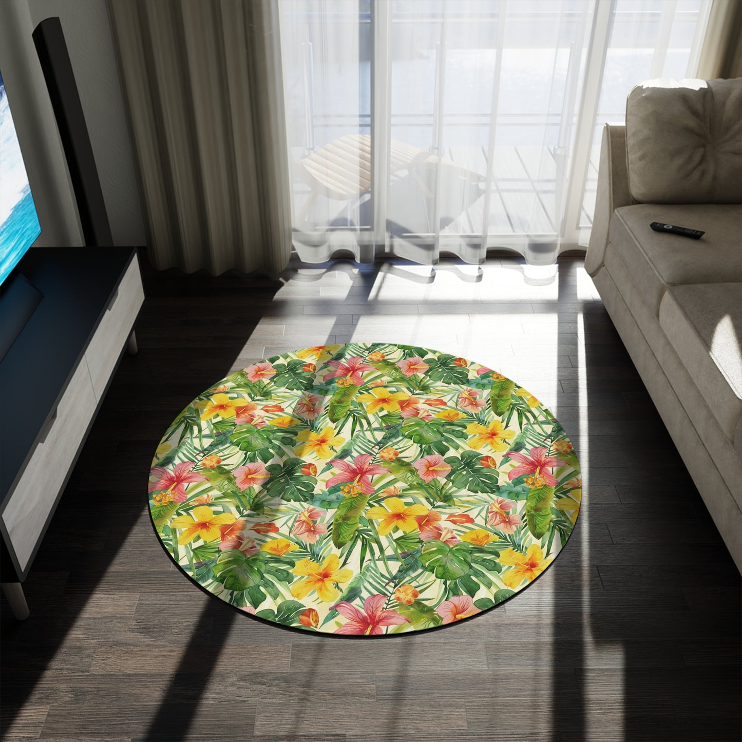 Tropical Floral Round Rug