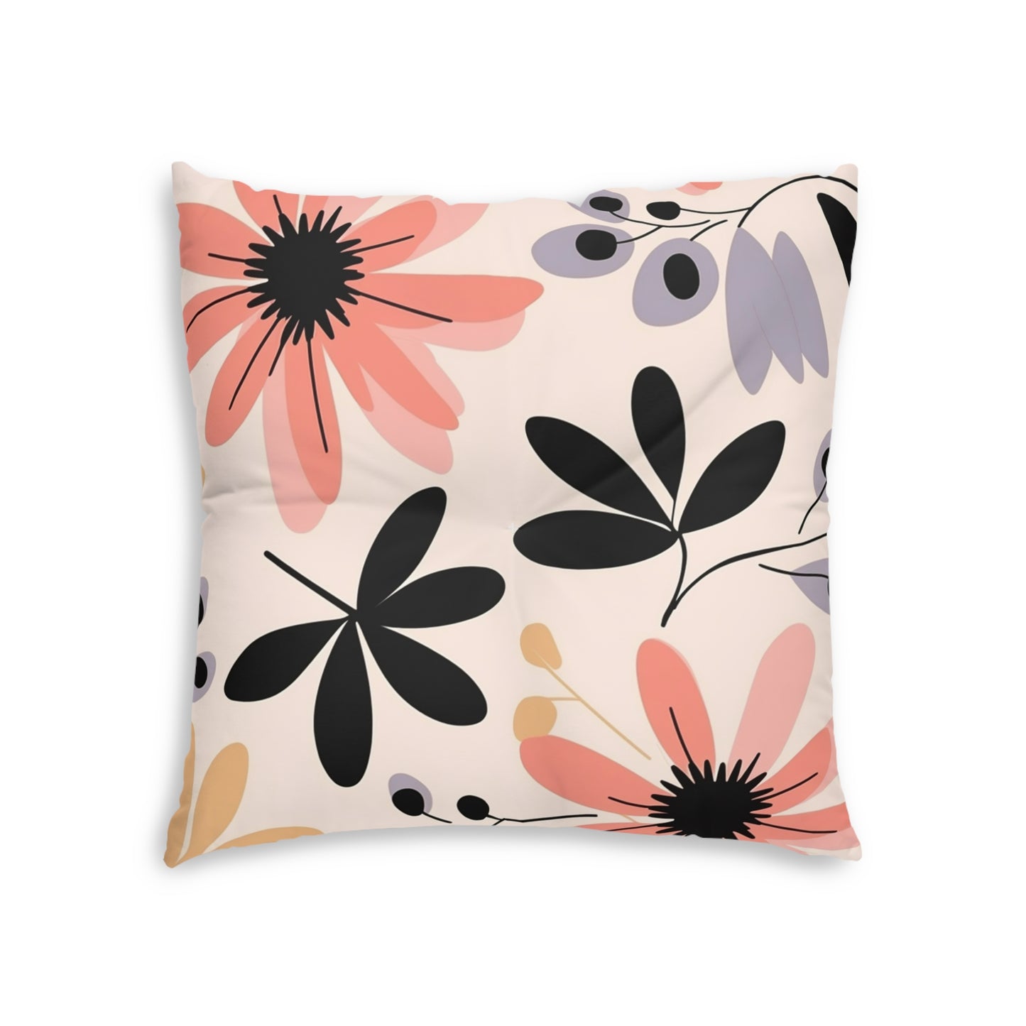 Boho Floral Tufted Floor Pillow