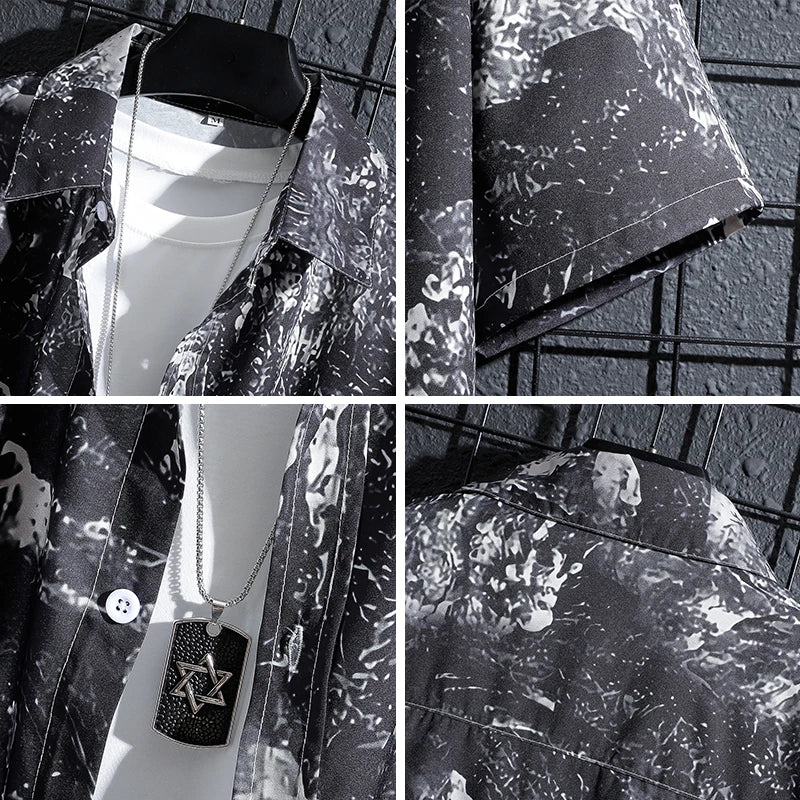 Men and Women's Short-Sleeved Printed Shirt, Casual Beach Clothes, Personality Thin Couple Tops, New