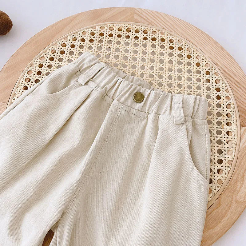 MILANCEL Solid Kids Pants for Boys and Girls Four Seasons Elastic Waist Casual Toddler Baby Trousers Clothes for 1-6 Years