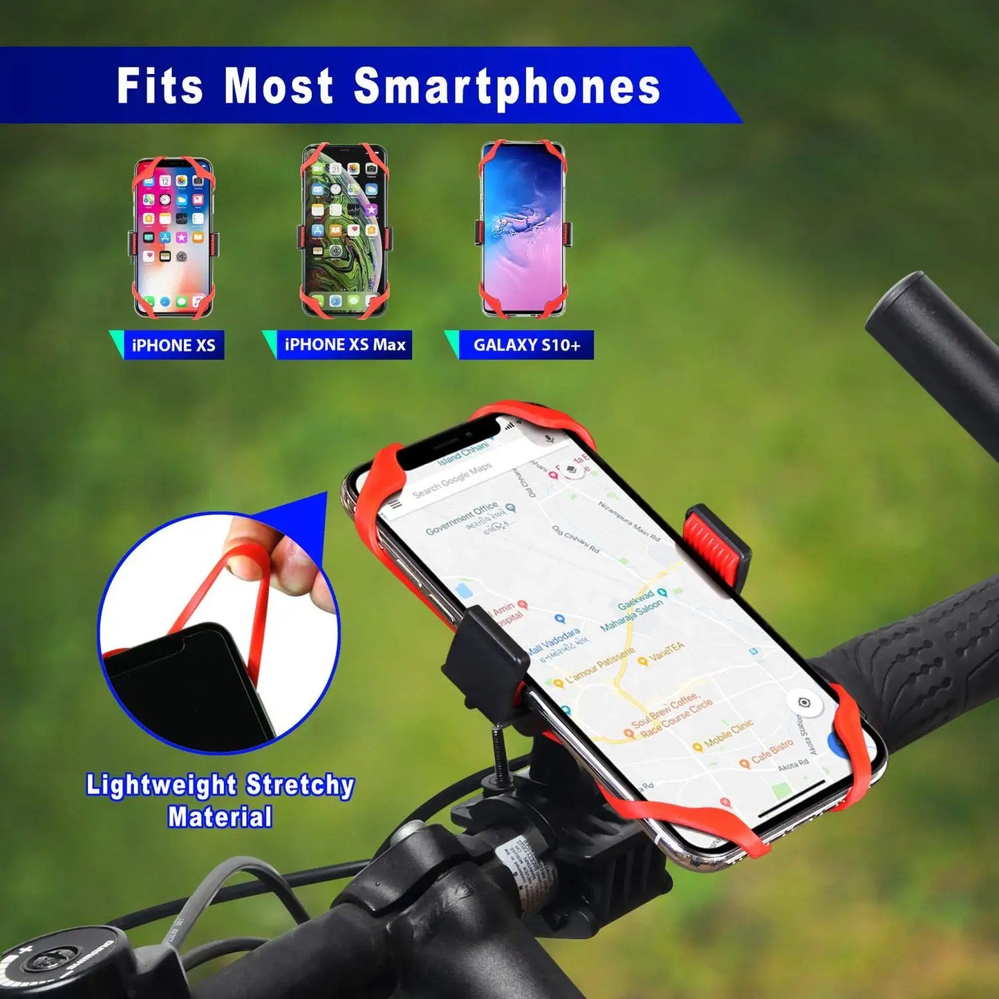 Universal Bike Bicycle Mobile Phone Holder Anti-Slip Motorcycle Handlebar Mount for iPhone 15 14 Samsung Huawei Xiaomi Redmi