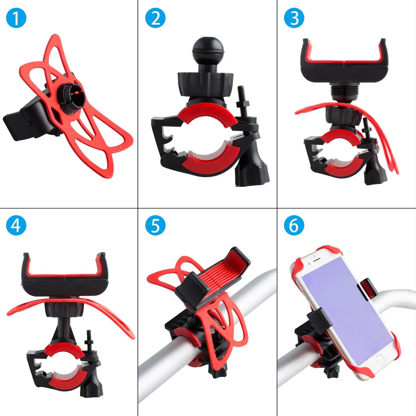 Universal Bike Bicycle Mobile Phone Holder Anti-Slip Motorcycle Handlebar Mount for iPhone 15 14 Samsung Huawei Xiaomi Redmi