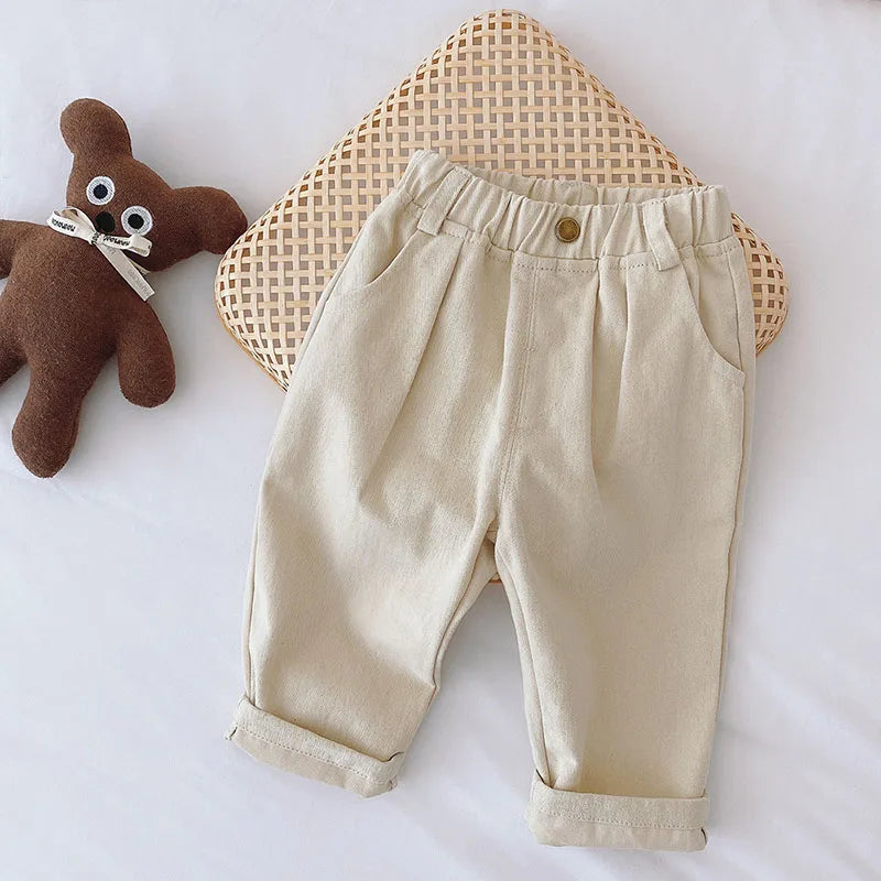 MILANCEL Solid Kids Pants for Boys and Girls Four Seasons Elastic Waist Casual Toddler Baby Trousers Clothes for 1-6 Years