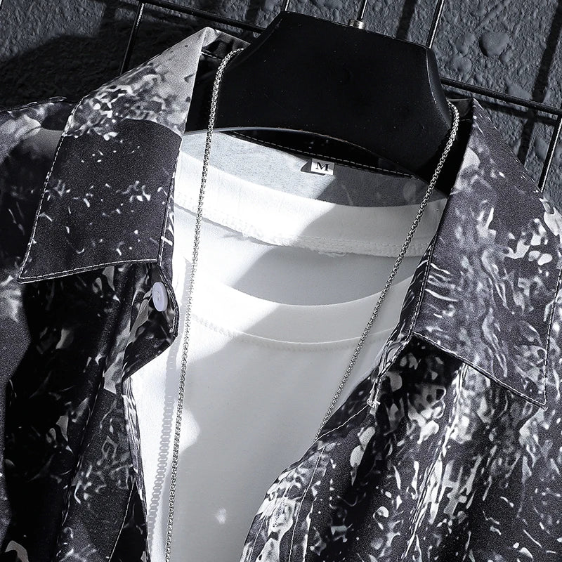 Men and Women's Short-Sleeved Printed Shirt, Casual Beach Clothes, Personality Thin Couple Tops, New