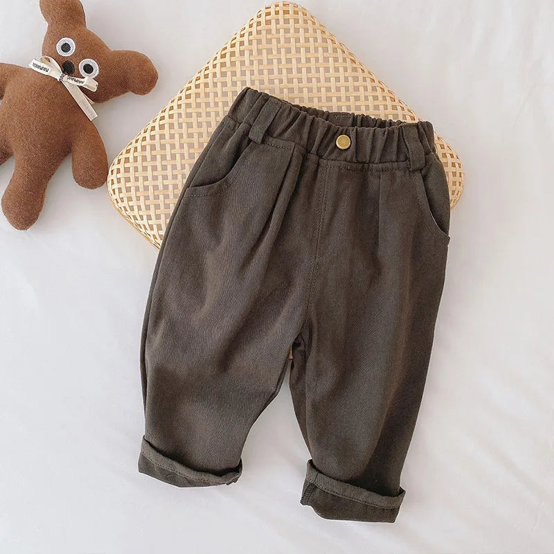 MILANCEL Solid Kids Pants for Boys and Girls Four Seasons Elastic Waist Casual Toddler Baby Trousers Clothes for 1-6 Years