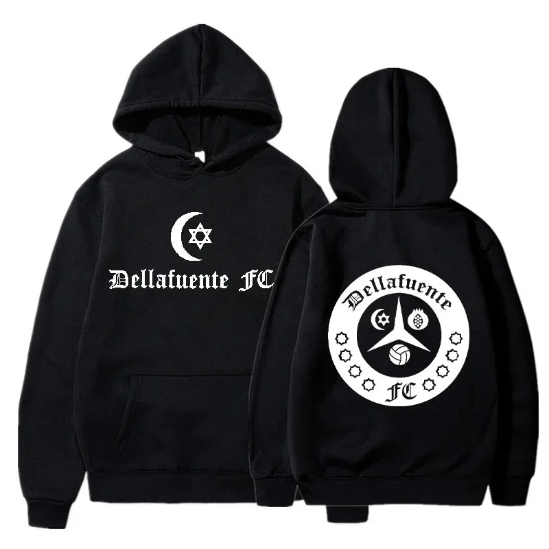 Dellafuente Hoodies Men Fashion Letter Graphic Printed Sweatshirts Women Casual Streetwear