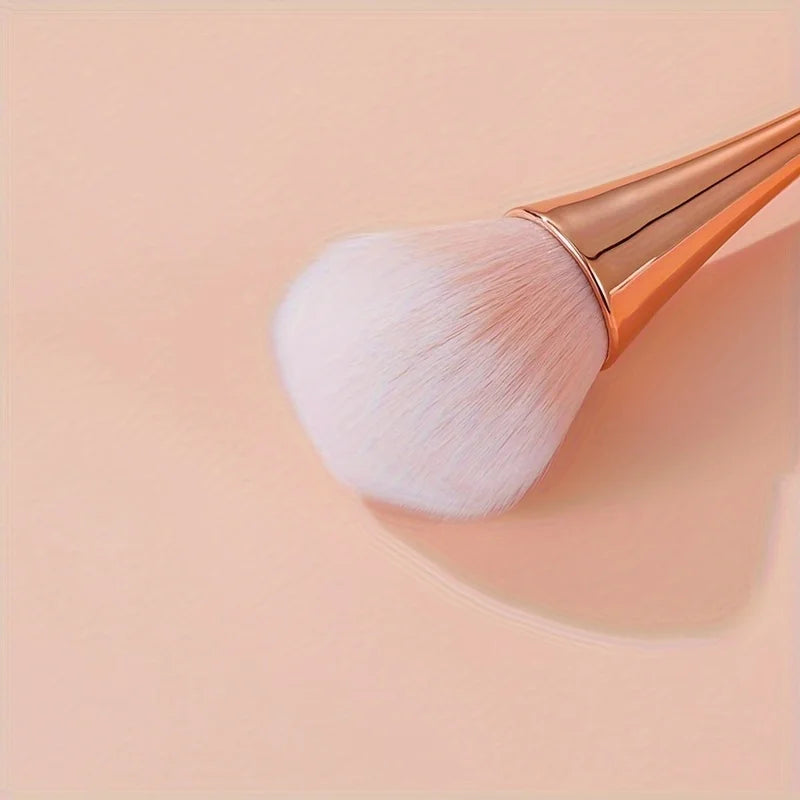 Rose Golden Fan Makeup Brush,Cosmetic Brush Loose Powder Brush ,Highlighting Brush Blush Brush-Soft Hair Makeup Fixing