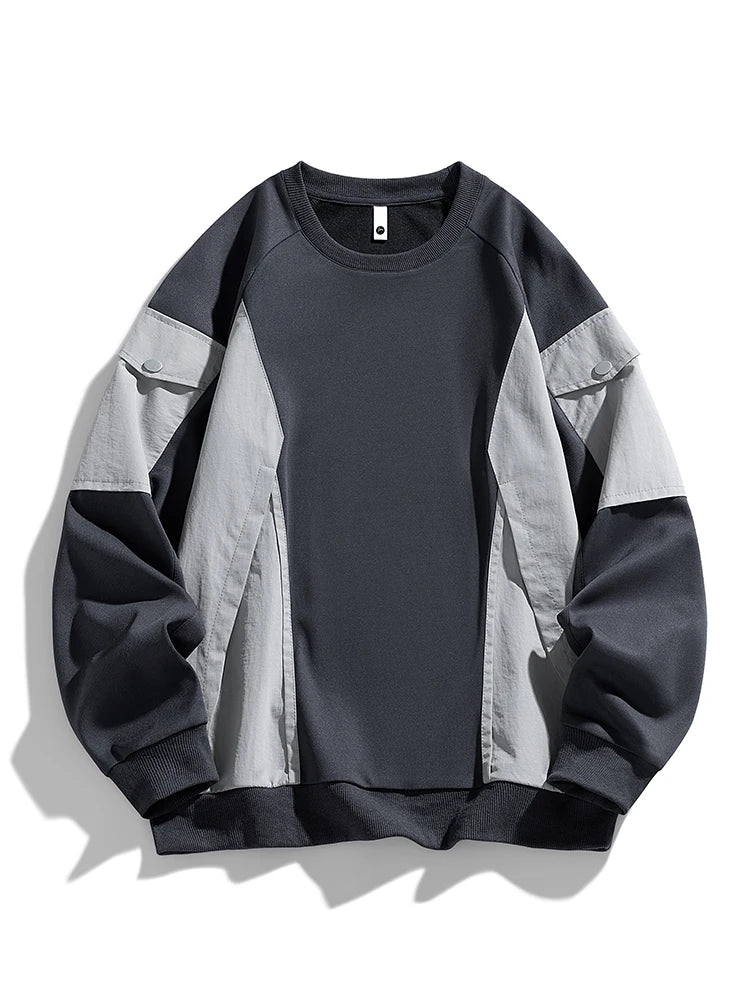 Men's Long Sleeve Sweatshirts Big Size 8XL 7XL 6XL Korean Fashion Patchwork