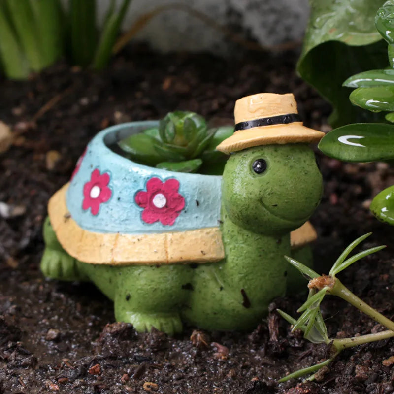 Cartoon Animal Succulent Flower Pot Cute Turtle Flowerpot Garden Planting Pot Desktop Home Decoration Ornaments Garden Planter