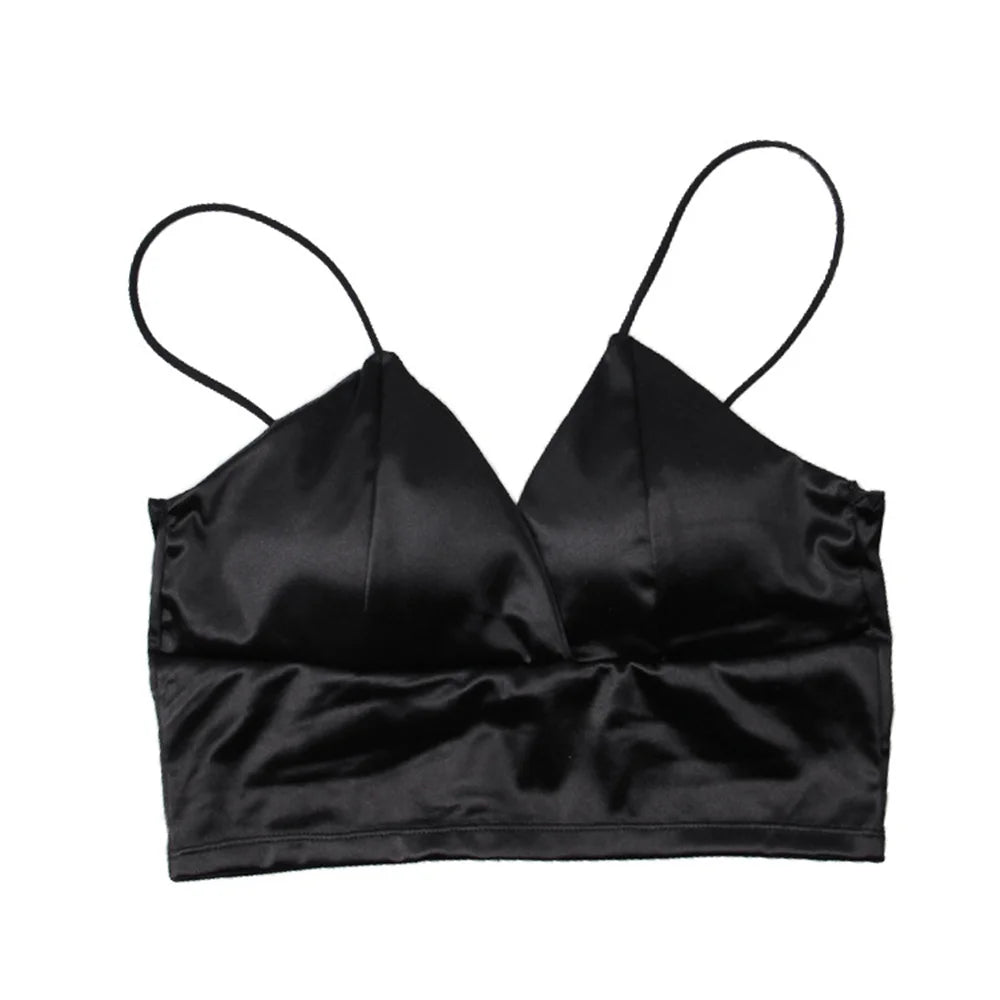 Sexy Bra Satin Women's Short Wireless Crochet Underwear Anti Glare And Beautiful Back Straps