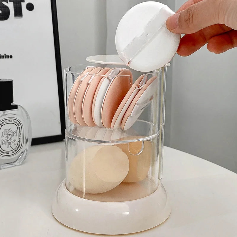 New 360 Degrees Rotatable Makeup Puff Storage BoxDust-proof Cotton Pads Swabs Holder Bathroom Nordic Cotton Pad Beauty Egg