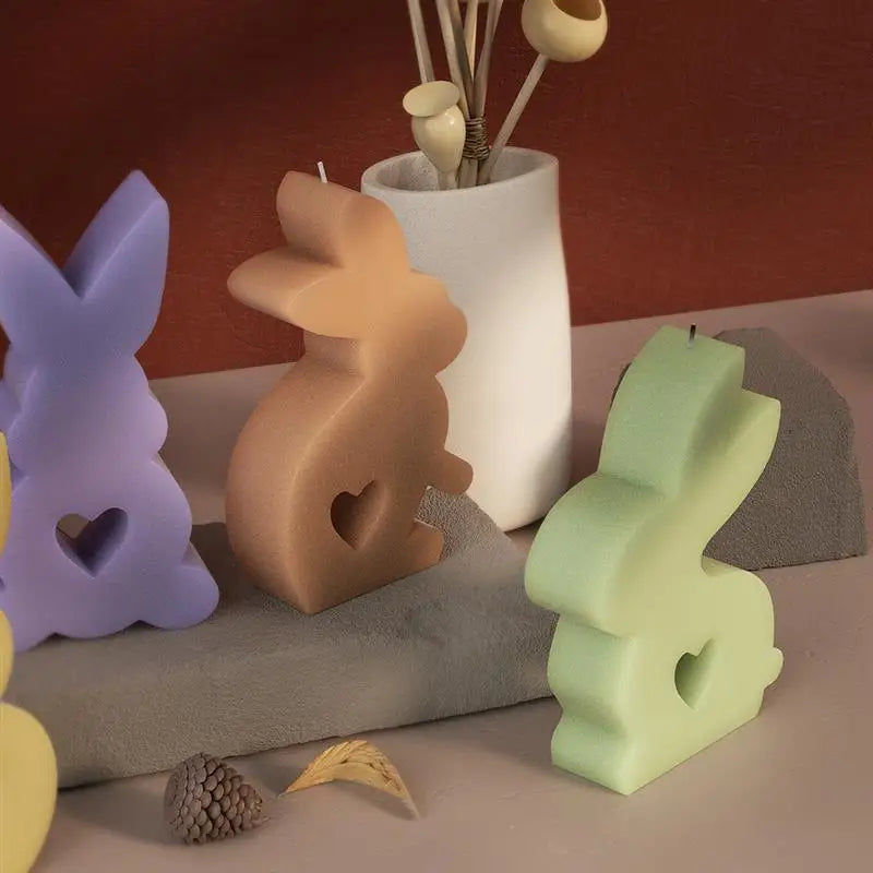 Cute Rabbit Candle Silicone Mold Gypsum Car Mounted Incense Expanding Gypsum Soap Mold Easter Bunny Aromatherapy Candle Mold