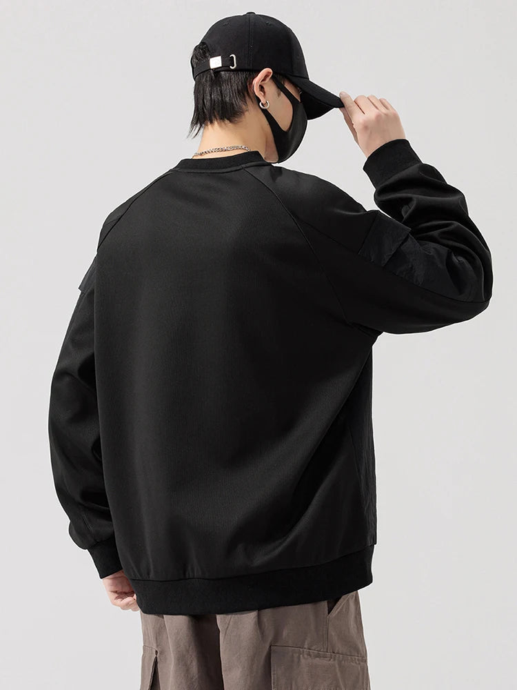 Men's Long Sleeve Sweatshirts Big Size 8XL 7XL 6XL Korean Fashion Patchwork