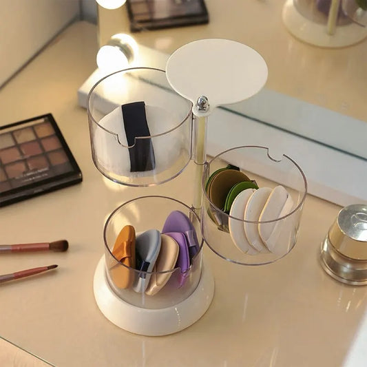 New 360 Degrees Rotatable Makeup Puff Storage BoxDust-proof Cotton Pads Swabs Holder Bathroom Nordic Cotton Pad Beauty Egg