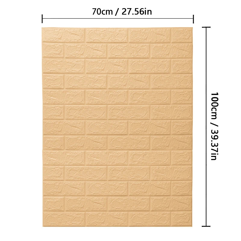 70cm*1m 3D Brick Pattern Wall Panels Wallpaper DIY Waterproof for Living Room Bedroom Kitchen Background Wall Decoration