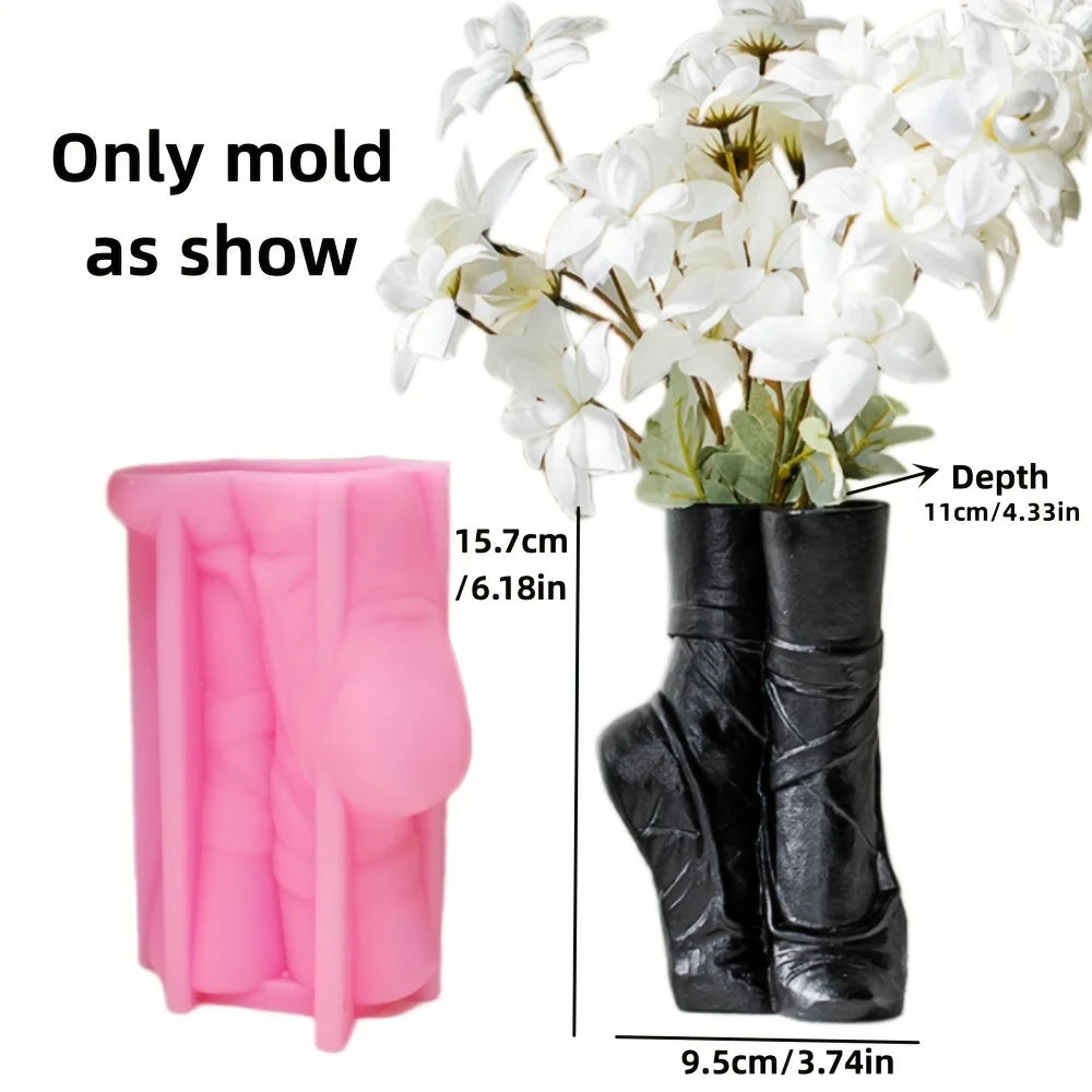 DIY Dance Cloth Shoes Shaped Vase Epoxy Resin Silicone Mold Ballet Foot Vase Concrete Cement Mold Home Decor Vase Gypsum Mold