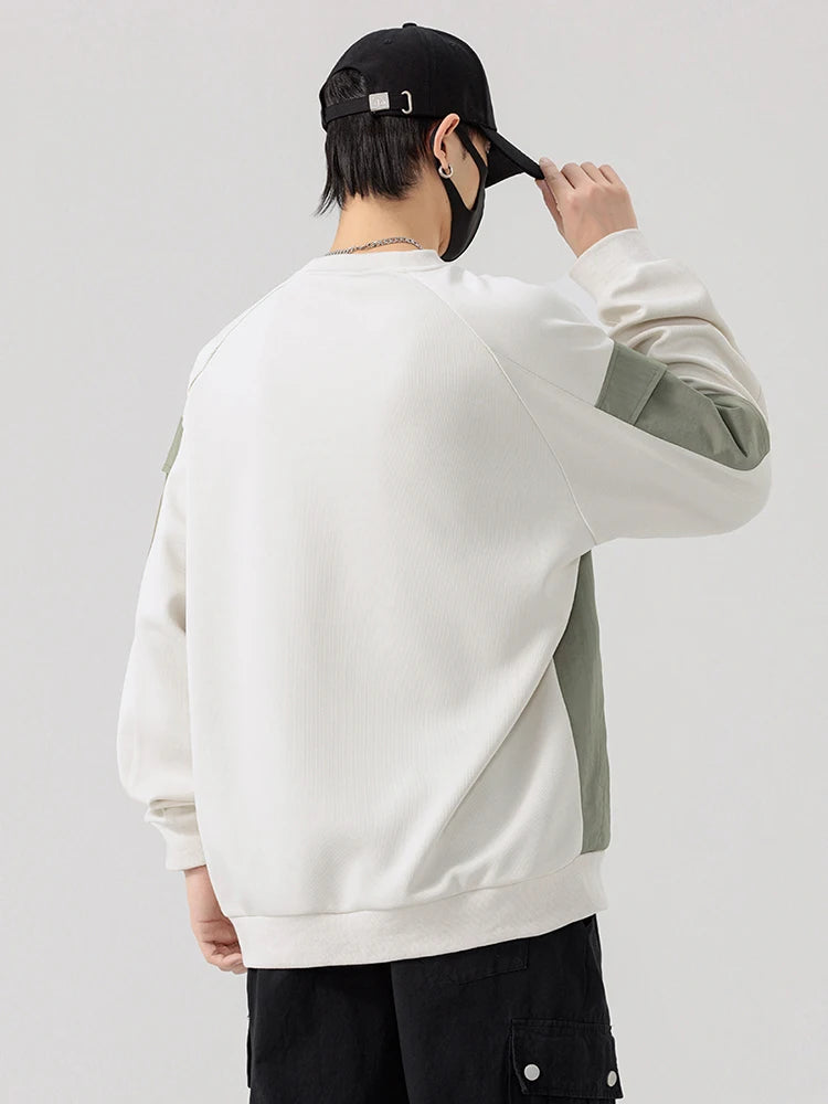 Men's Long Sleeve Sweatshirts Big Size 8XL 7XL 6XL Korean Fashion Patchwork