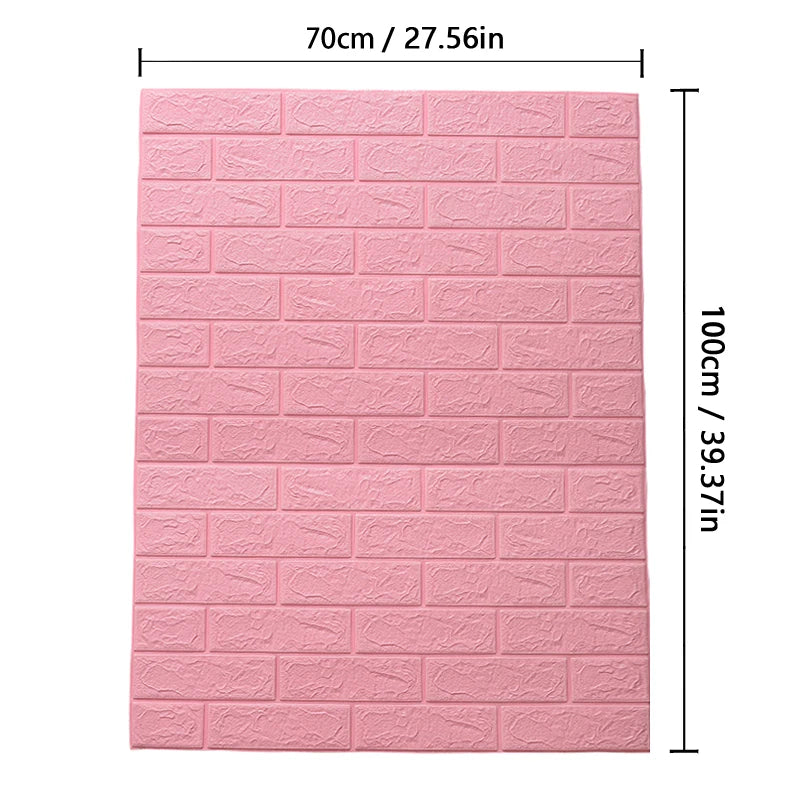 70cm*1m 3D Brick Pattern Wall Panels Wallpaper DIY Waterproof for Living Room Bedroom Kitchen Background Wall Decoration