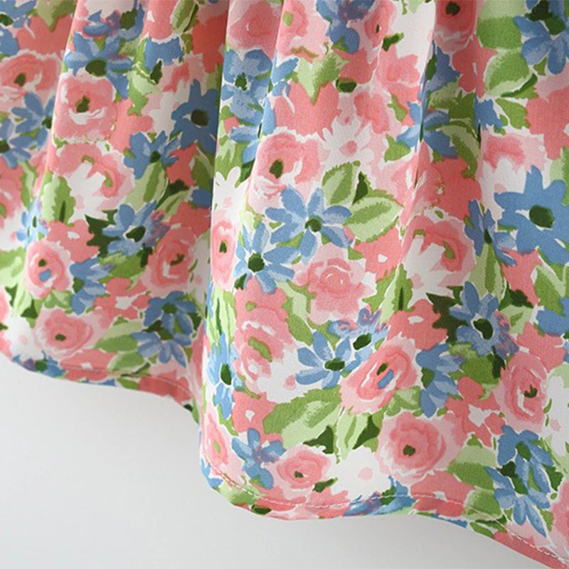 2Pcs/SetChildren's clothing girl's dress summer new Korean version suspender bow flower beach skirt with the same hat