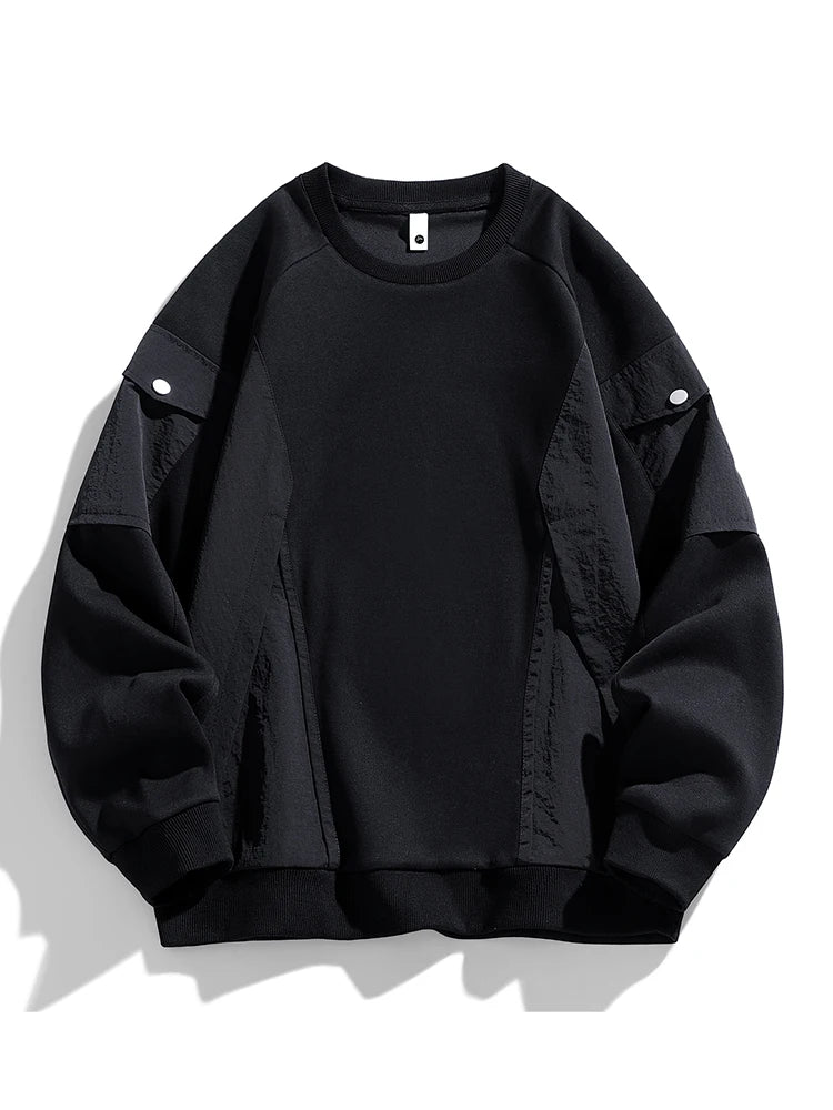 Men's Long Sleeve Sweatshirts Big Size 8XL 7XL 6XL Korean Fashion Patchwork