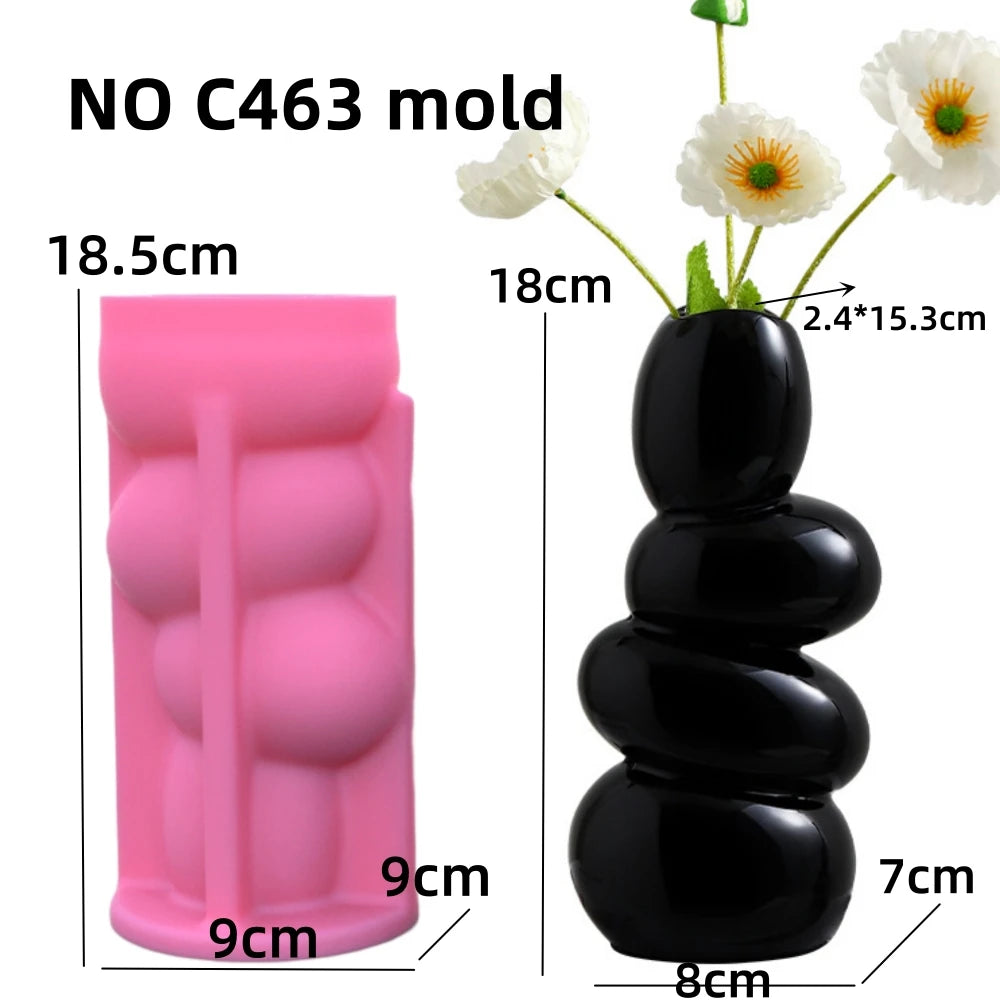 DIY Pebble Vase Resin Silicone Mold Stacking Geometry Pebble Vase Concrete Cement Gypsum Silicone Mold Home Decor