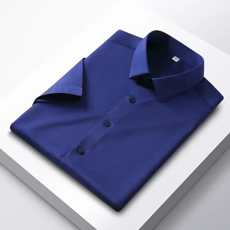 Colorful shirt, short sleeved, summer ice silk, ice feeling, wrinkle resistant inch shirt, resistant shirt