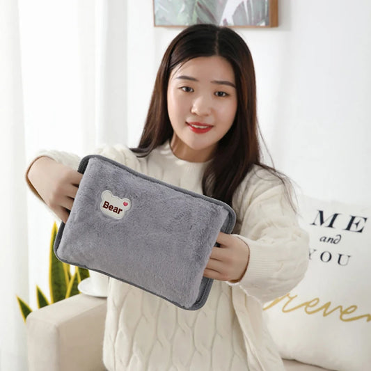 Hand Warmer Heat Pack Cute Rechargeable Electric Hot Water Bag Safety Rabbit Fur Reusable Hot Water Bottle Handwarmer