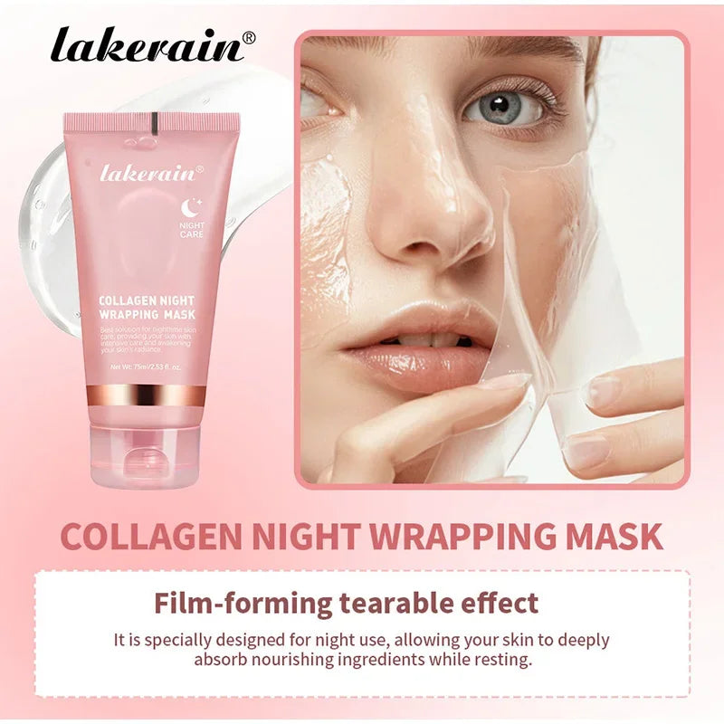 75ml Collagen Peel-off Mask, Night Wrapping Facial Mud Firming Mask Daily Face Skincare Deep Cleaning Skin-peeling Off Covers