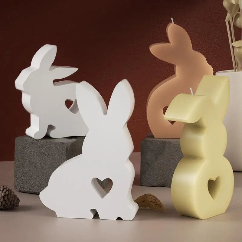 Cute Rabbit Candle Silicone Mold Gypsum Car Mounted Incense Expanding Gypsum Soap Mold Easter Bunny Aromatherapy Candle Mold
