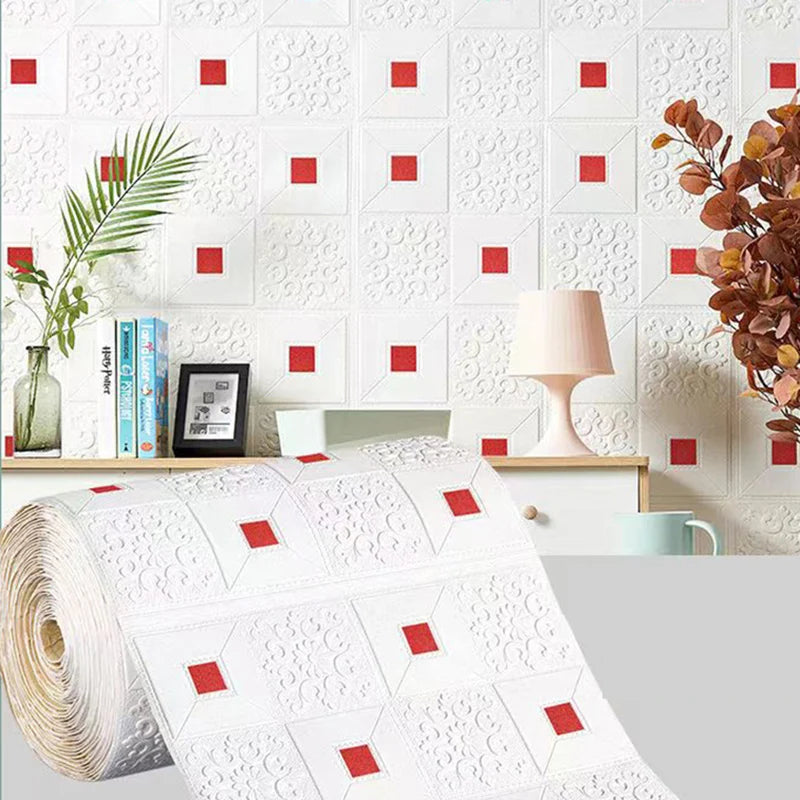 70cm*1m 3D Brick Pattern Wall Panels Wallpaper DIY Waterproof for Living Room Bedroom Kitchen Background Wall Decoration