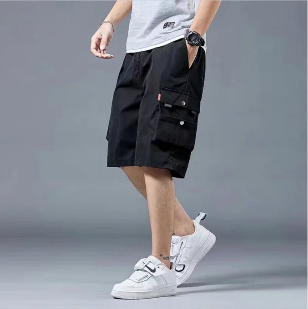 Workwear shorts, men's multiple pockets, medium shorts, summer thin loose cropped pants