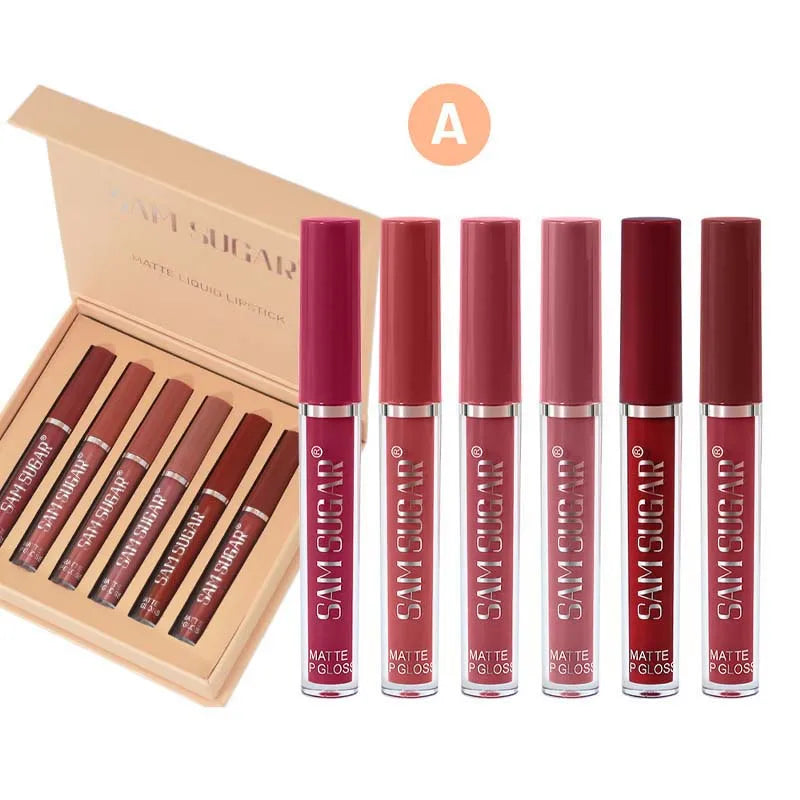 6 - Pack Matte Lip Gloss Set With Long - Lasting Color Rendering, Easy To Apply, Waterproof Lip Makeup Set