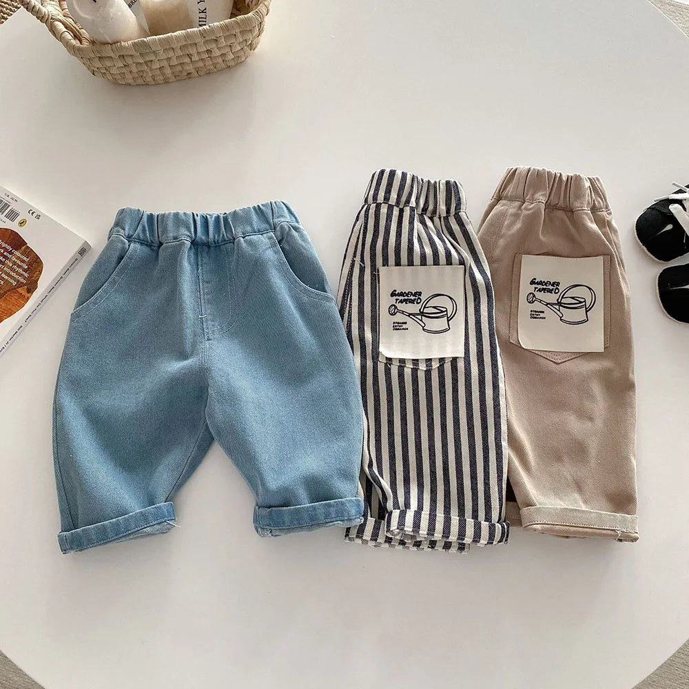 MILANCEL Solid Kids Pants for Boys and Girls Four Seasons Elastic Waist Casual Toddler Baby Trousers Clothes for 1-6 Years