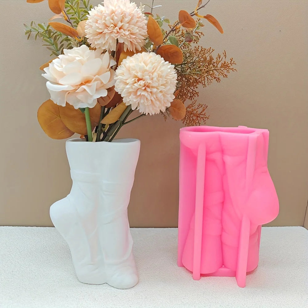 DIY Dance Cloth Shoes Shaped Vase Epoxy Resin Silicone Mold Ballet Foot Vase Concrete Cement Mold Home Decor Vase Gypsum Mold