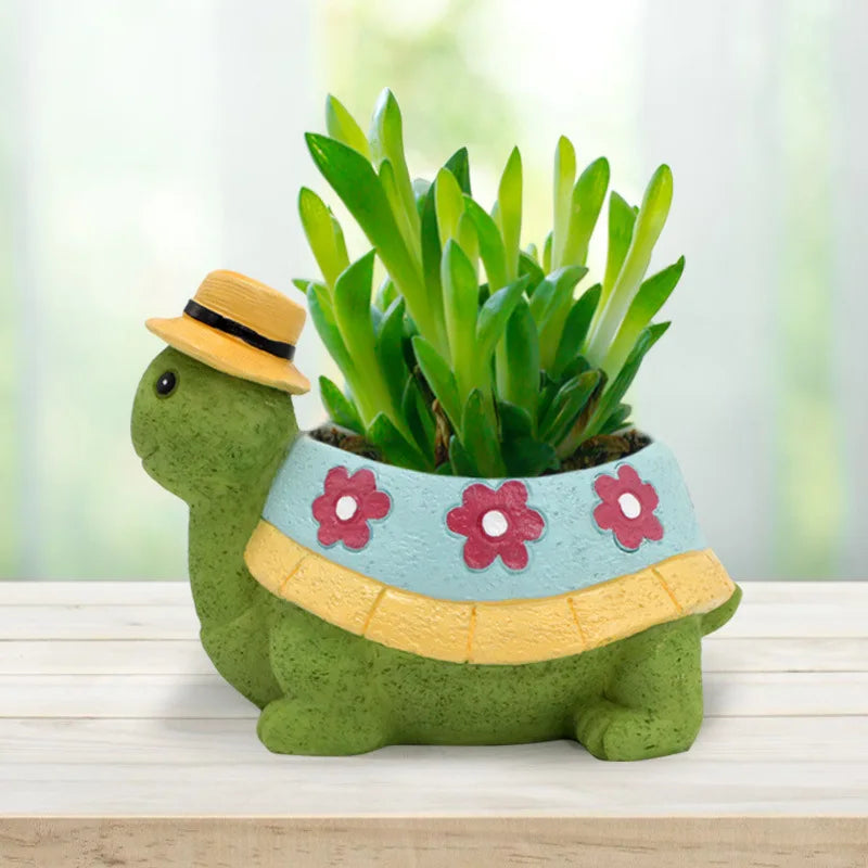 Cartoon Animal Succulent Flower Pot Cute Turtle Flowerpot Garden Planting Pot Desktop Home Decoration Ornaments Garden Planter