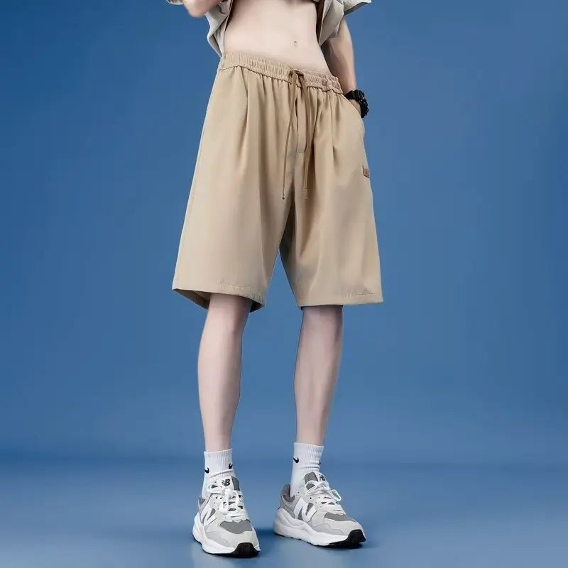 Workwear shorts, men's multiple pockets, medium shorts, summer thin loose cropped pants