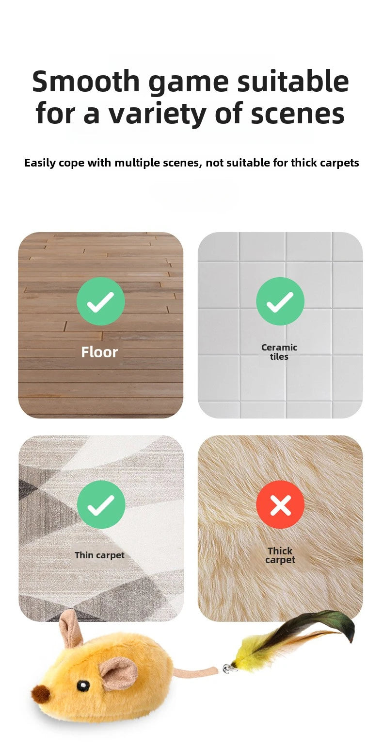 Automatic Sensing Moving Mouse Interactive Cat Toys Electronic Remote Squeaky Cat Toy For Kitten USB Rechargeable Pet Plush Toy