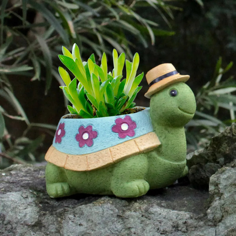 Cartoon Animal Succulent Flower Pot Cute Turtle Flowerpot Garden Planting Pot Desktop Home Decoration Ornaments Garden Planter
