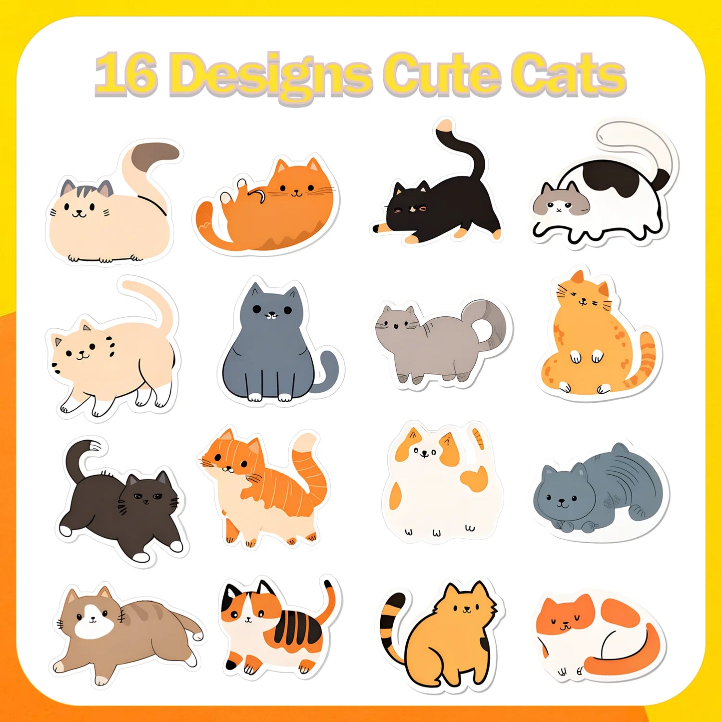 500Pcs/Roll Cute Pet Mimi Cats Stickers 2.5cm/1.0'' 16 Designs Decals Diy Adorn Gifts Suitable for Various Packaging Home Decor