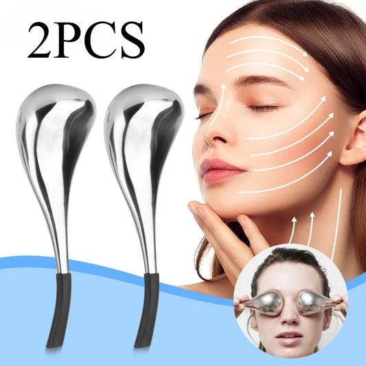 Unisex Stainless Steel Ice Globes – 2PCS Cryo Face Massagers for Skin Care, Puffiness & Relaxation Relief