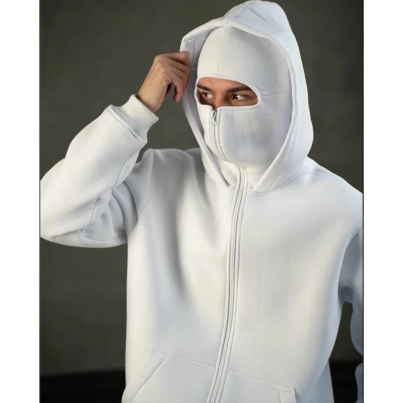 Men's and women's Balaclava Y2K Gothic Harajuku winter new item double hooded sweatshirt
