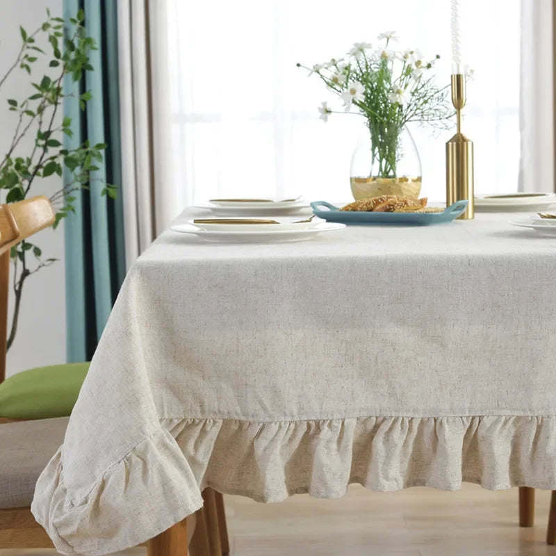 Cotton Linen Tassels Tablecloth for Wedding Home Party Dining Banquet Decoration Flax Fabric Table Cloth Luxurious Table Cover