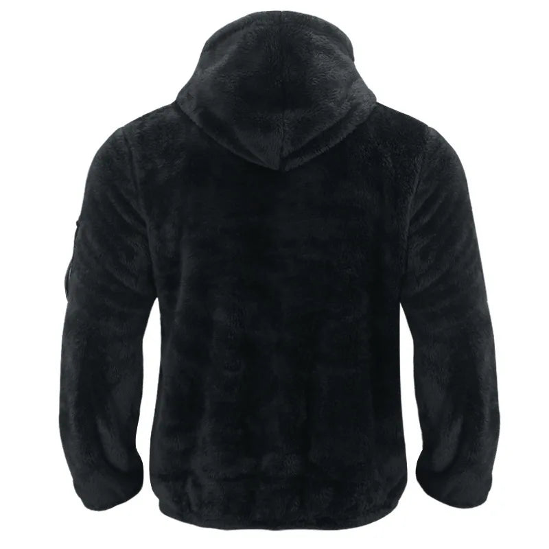 Men Fleece Hoodie Coats Autumn Winter Male Warm Hoody Zip Up Loose Sweatshirt Coats Outwear