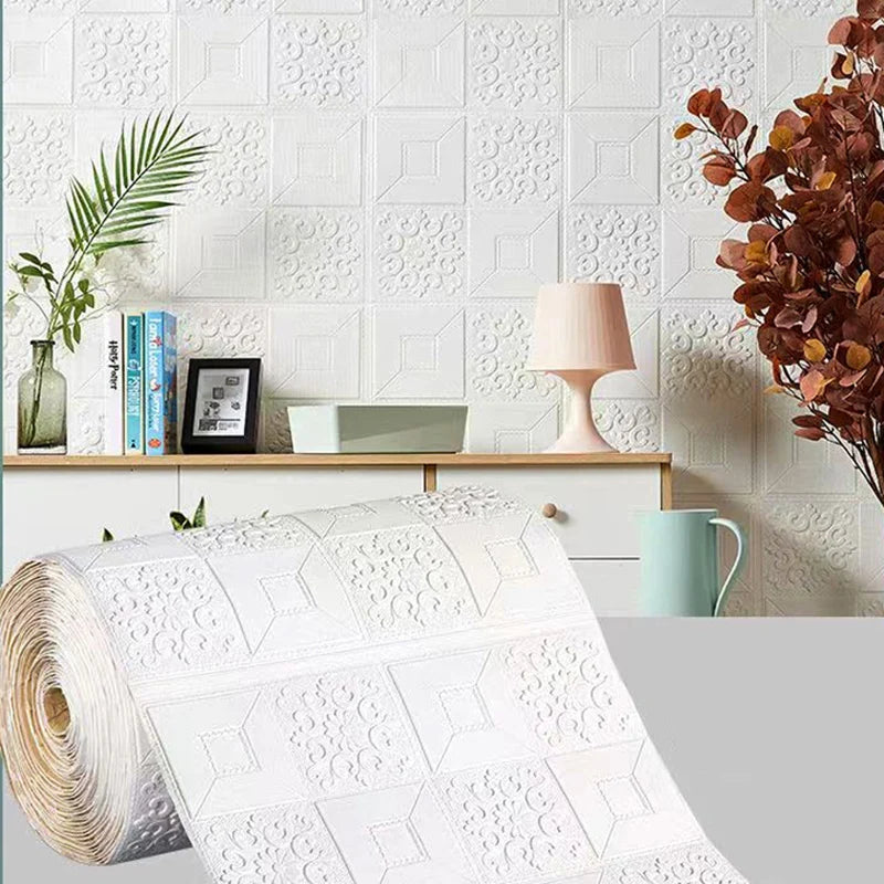 70cm*1m 3D Brick Pattern Wall Panels Wallpaper DIY Waterproof for Living Room Bedroom Kitchen Background Wall Decoration