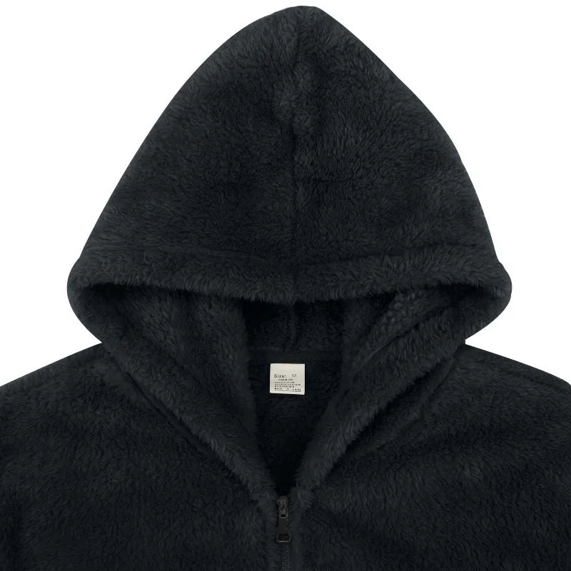 Men Fleece Hoodie Coats Autumn Winter Male Warm Hoody Zip Up Loose Sweatshirt Coats Outwear