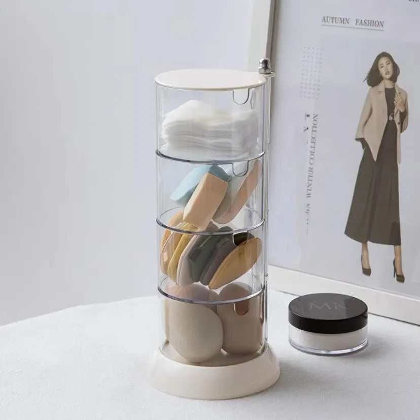 New 360 Degrees Rotatable Makeup Puff Storage BoxDust-proof Cotton Pads Swabs Holder Bathroom Nordic Cotton Pad Beauty Egg