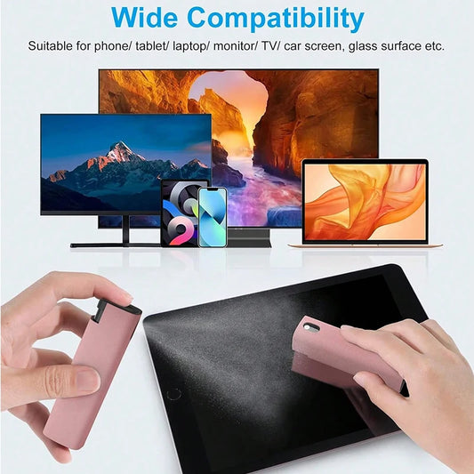 2 In 1 Screen Cleaner Spray Computer Mobile Phone Screen Dust Remover Tool Microfiber Cloth For iPhone iPad Cleaning Wipes